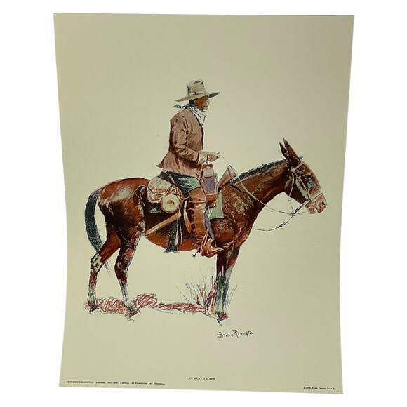 Frederic Remington Army Packer Print 1936 Penny Lithograph Western Art - Picture 1 of 5